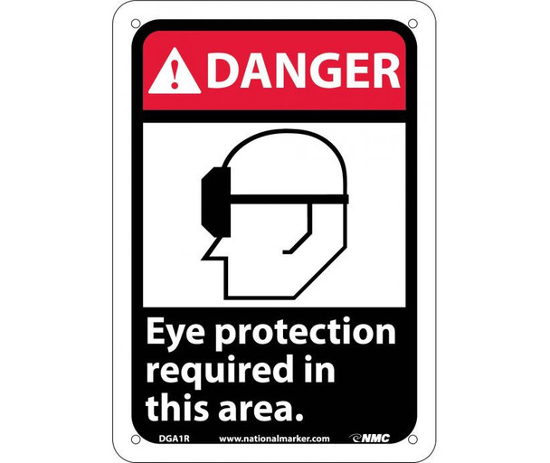 Danger: Eye Protection Required In This Area (W/Graphic) - 10X7 - Rigid Plastic - DGA1R