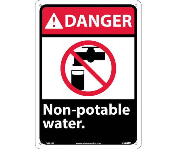 Danger: Non-Potable Water (W/Graphic) - 14X10 - Rigid Plastic - DGA5RB
