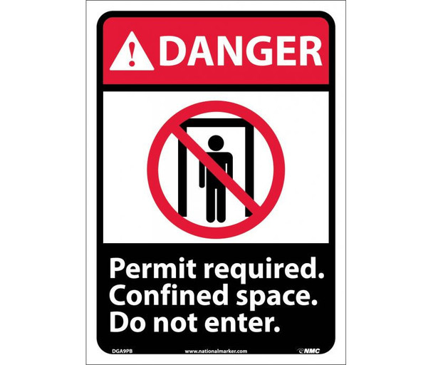 Danger: Permit Required Confined Space Do Not Enter (W/Graphic) - 14X10 - PS Vinyl - DGA9PB