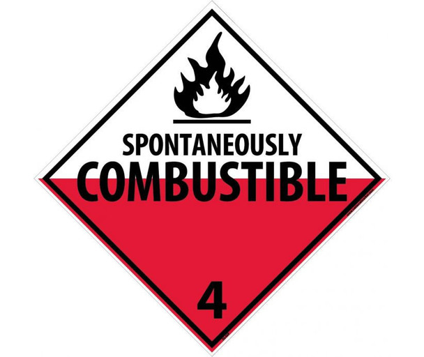 Placard - Spontaneously Combustible 4 - 10.75X10.75 - PS Vinyl - DL48P