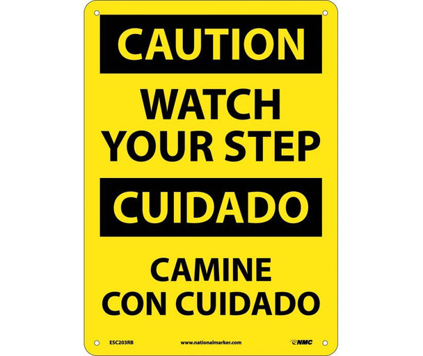 Caution: Watch Your Step (Bilingual) - 14X10 - Rigid Plastic - ESC203RB