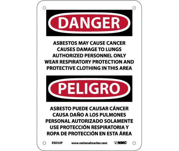 Peligro Asbestos May Cause Cancer  (Bilingual) - 7 X 10 - PS Vinyl - ESD23P