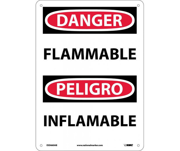 Danger: Flammable - Bilingual - 14X10 - .040 Alum - ESD660AB