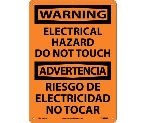Warning: Electrical Hazard Do Not Touch Bilingual - 14X10 - .040 Alum - ESW500AB