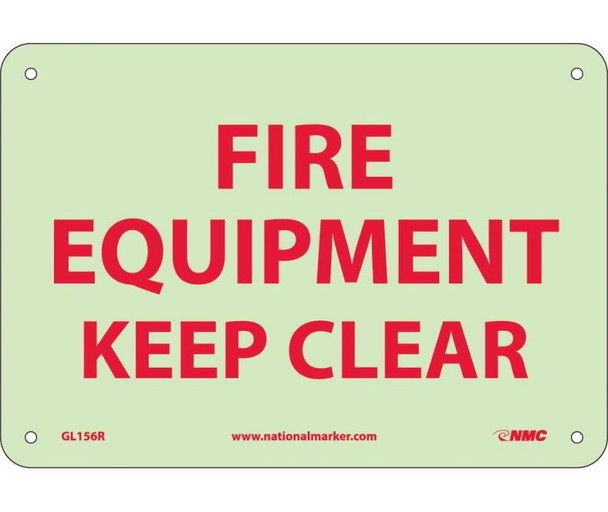 Fire - Fire Equipment Keep Clear - 7X10 - Rigid Plasticglow - GL156R