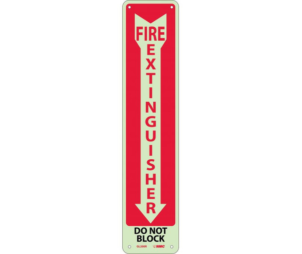 Fire Extinguisher - Do Not Block - 18X4 - Glow Rigid Plastic - GL200R