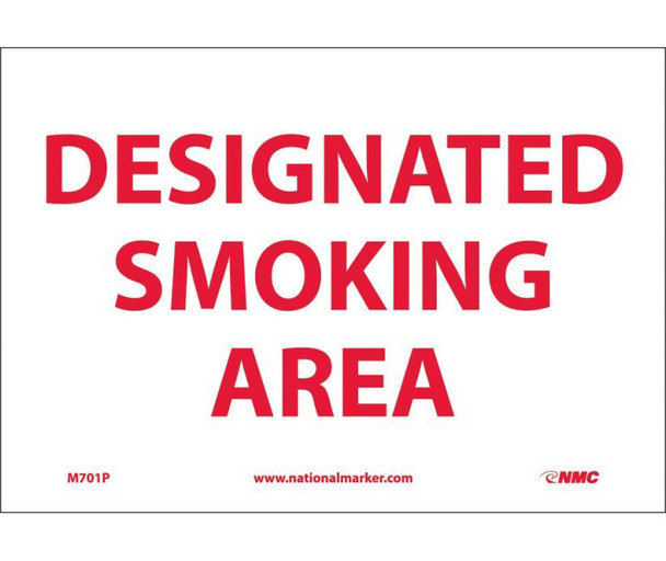 Designated Smoking Area - 7X10 - PS Vinyl - M701P