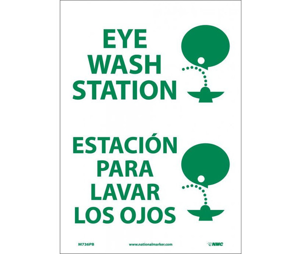 Eye Wash Station (Graphic) - Bilingual - 14X10 - PS Vinyl - M736PB