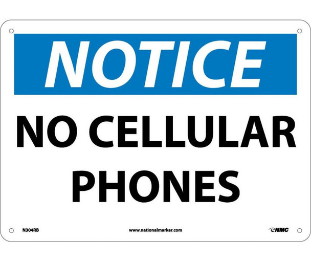 Notice: No Cellular Phones - 10X14 - Rigid Plastic - N304RB