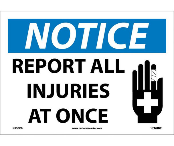 Notice: Report All Injuries At Once - Graphic - 10X14 - PS Vinyl - N336PB