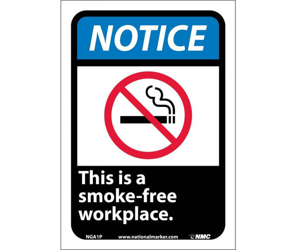 Notice: This Is A Smoke-Free Workplace (W/Graphic) - 10X7 - PS Vinyl - NGA1P