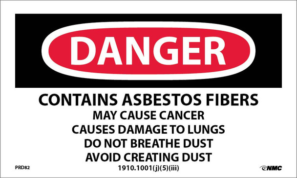 Labels - Danger: Contains Asbestos Fibers May Cause Cancer 3X5 - PS Paper - 500/Rl - PRD820