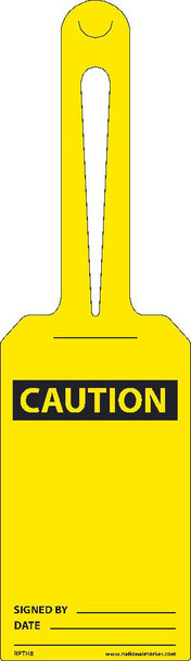 Caution Blank - Ez Hang Tags - Self Fastening - 11.25 X 3.25 - .015 Unrip Vinyl - Pack of 25 - RPTH8