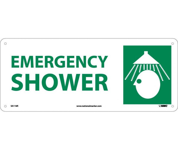 Emergency Shower (W/Graphic) - 7X17 - Rigid Plastic - SA116R