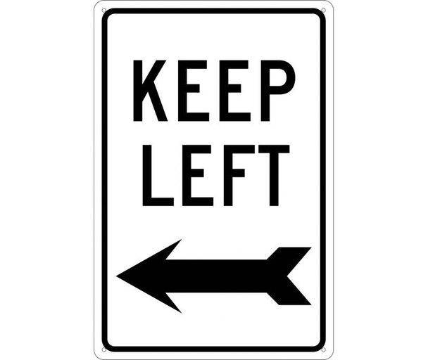 Keep Left (With Arrow) - 18X12 - .040 Alum - TM28G