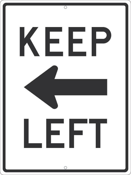 Keep Left(Arrow Graphic)Sign - 24X18 - .080 Hip Ref Alum - TM531K