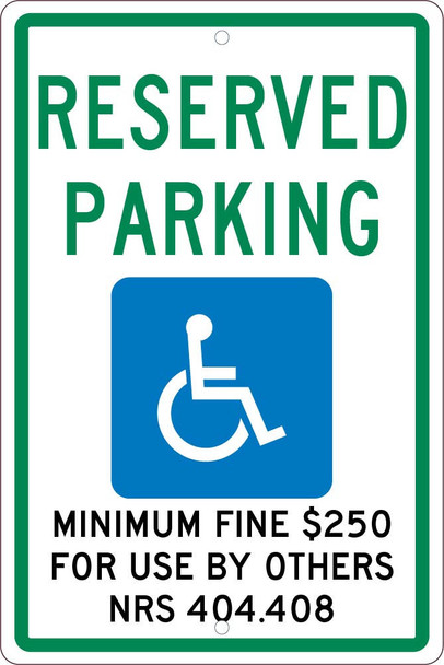 Reserved Parking Min Fine - 18X12 .063 Alum Sign - TMS323H