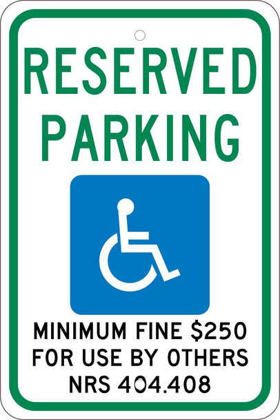 Reserved Parking Min Fine - 18X12 .080 Ref Alum Sign - TMS323J