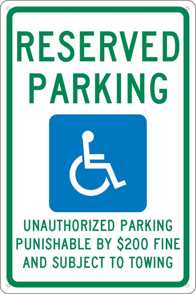Reserved Parking - 18X12 - .040 Alum Sign - TMS335G