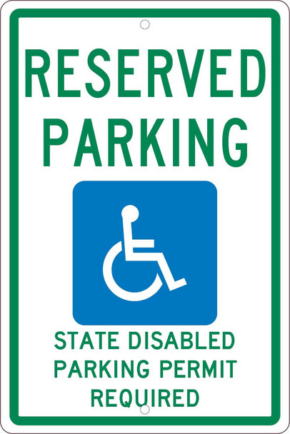 Reserved Parking State Permit Required  - 18X12 - .063 Alum Sign - TMS341H