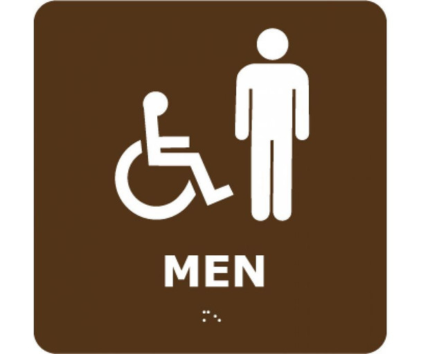 Ada Braille Men (W/Handicap Symbol) Brn 8X8