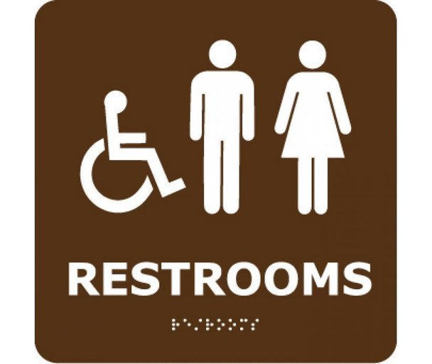 Ada Braille Restrooms (W/Handicap Symbol) Brn 8X8