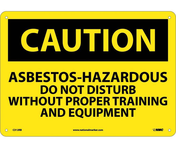 Caution Asbestos-Hazardous .. 10X14 Rigid Plastic