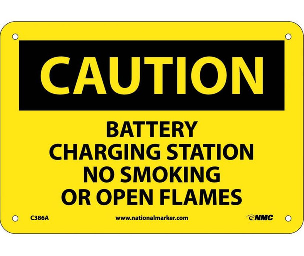 Caution Battery Charging Station No Smoking Or Open Flames 7X10 .040 Alum
