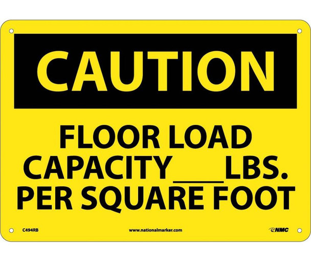 Caution Floor Load Capacity__Lbs. Per Square Foot 10X14 Rigid Plastic
