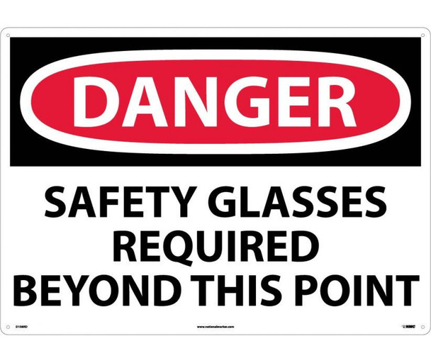 Danger Safety Glasses Required Beyond This Point 20X28 Rigid Plastic