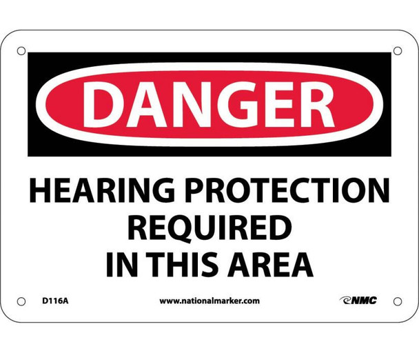 Danger Hearing Protection Required In This Area 7X10 .040 Alum