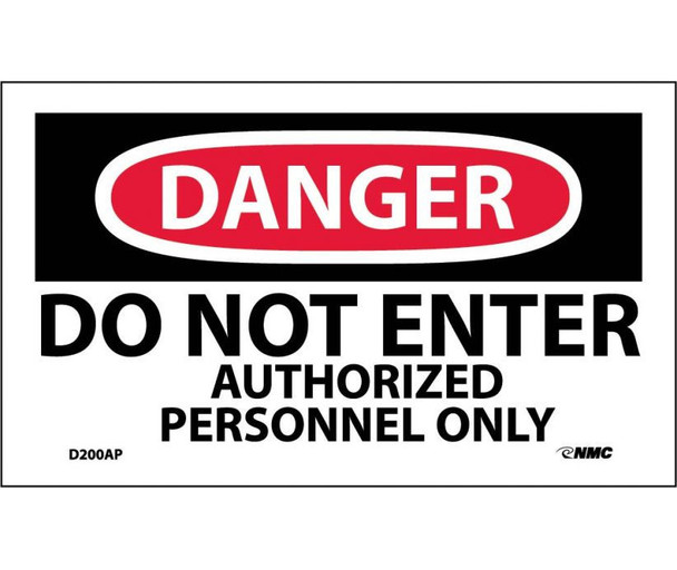 Danger Do Not Enter Authorized Personnel Only 3X5 Ps Vinyl 5Pk