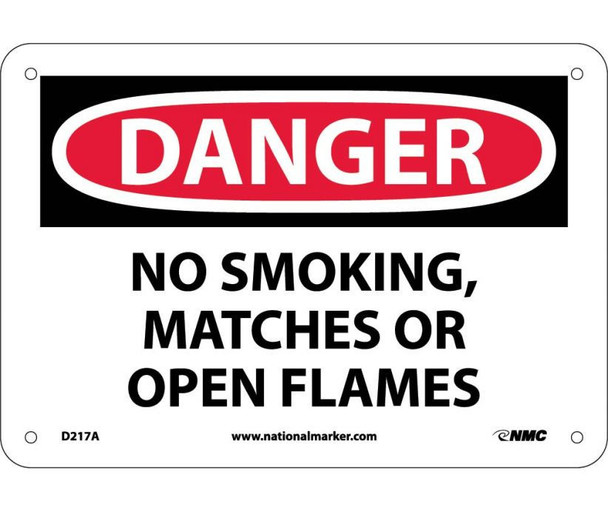Danger No Smoking Matches Or Open Flames 7X10 .040 Alum