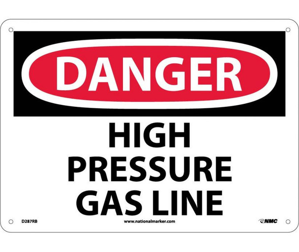 Danger High Pressure Gas Line 10X14 Rigid Plastic