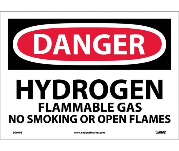 Danger Hydrogen Flammable Gas No Smoking Or Open. . . 10X14 Ps Vinyl