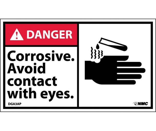 Danger Corrosive Avoid Contact With Eyes (Graphic) 3X5 Ps Vinyl 5/Pk