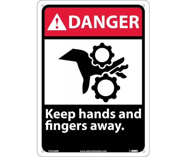 Danger Keep Hands And Fingers Away 14X10 Rigid Plastic