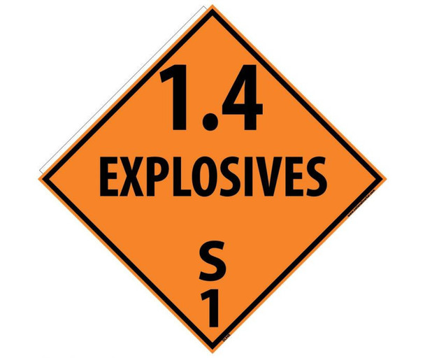 Placard 1.4 Explosives S 1 10 3/4X10 3/4 Rigid Plastic
