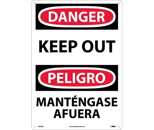 Danger Keep Out (Bilingual) 20X14 Rigid Plastic