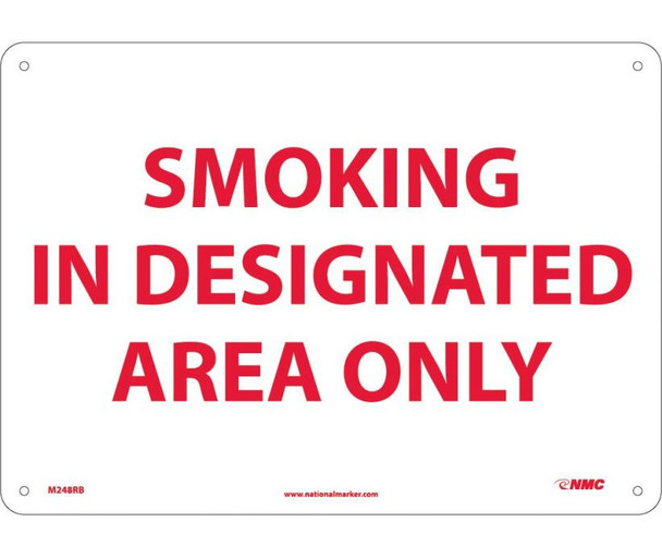 Smoking In Designated Area Only 10X14 Rigid Plastic