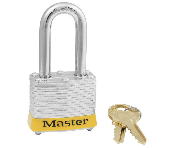 Padlock Laminated Yellow 1 1/2" Shackle