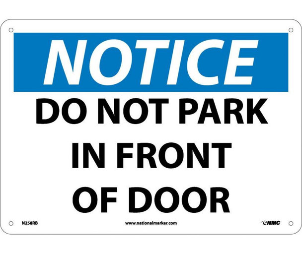 Notice Do Not Park In Front Of Door 10X14 Rigid Plastic