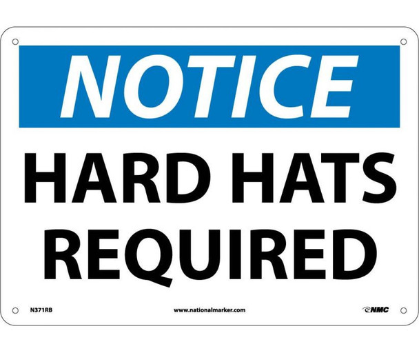 Danger Hard Hats Required 10X14 Rigid Plastic