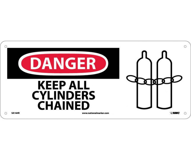 Danger Keep All Cylinder Chained (W/Graphic) 7X17 Rigid Plastic