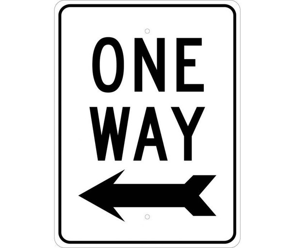 One Way (W/Left Arrow) 24X18 .080 Egp Ref Alum