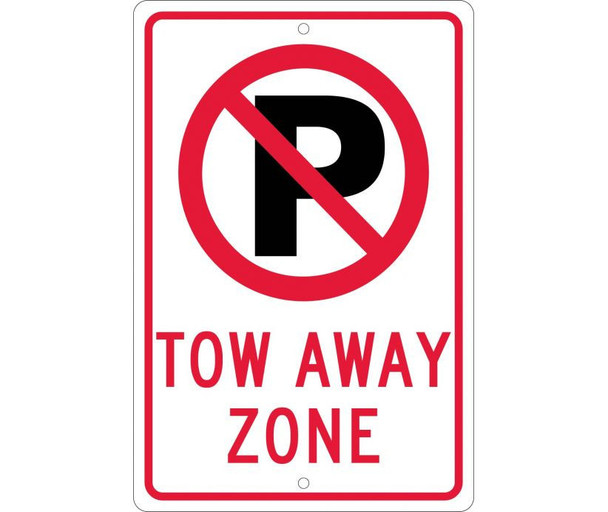 Graphic(No Parking Symbol) Tow Away Zone 18X12 .080 Hip Ref Alum