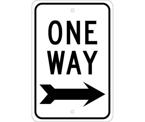 One Way (With Right Arrow) 18X12 .080 Egp Ref Alum
