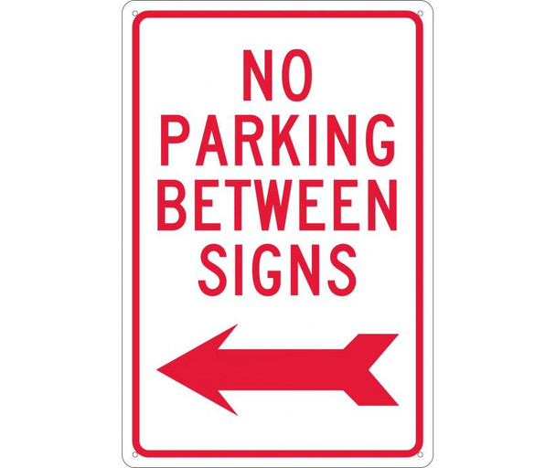 No Parking Between Signs (W/ Left Arrow) 18X12 .040 Alum