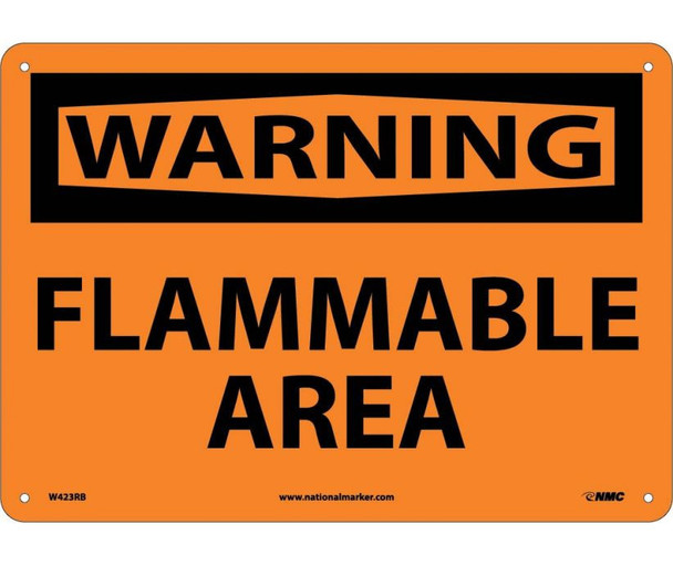 Warning Flammable Area 10X14 Rigid Plastic