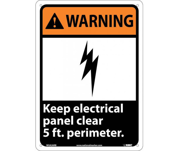 Warning Keep Electrical Panel Clear 5 Ft. Perimeter 14X10 Rigid Plastic